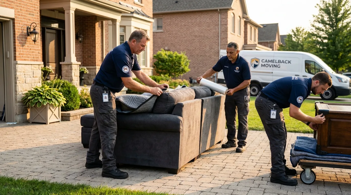 Large estate moving crew wrapping furniture in Summerville, SC